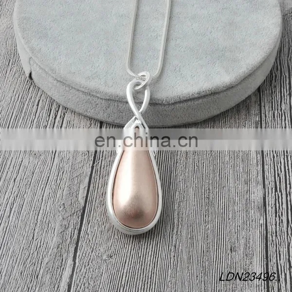 Mixed Color Metal Necklace Teardrop Pendant photo-6