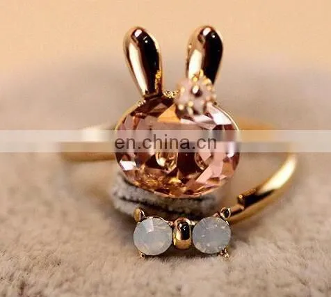 Godbead 17MM Accessories Crystal Rabbit Bow Ring Rhinestone Finger Ring Opening Ring Jewelry photo-6