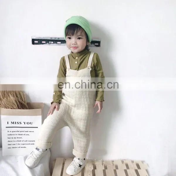 Latest Design Pink Knitted Jumpsuits 100% Cotton Kid Girl Knitted Pants On SALE 2020 Knitted Overall photo-5