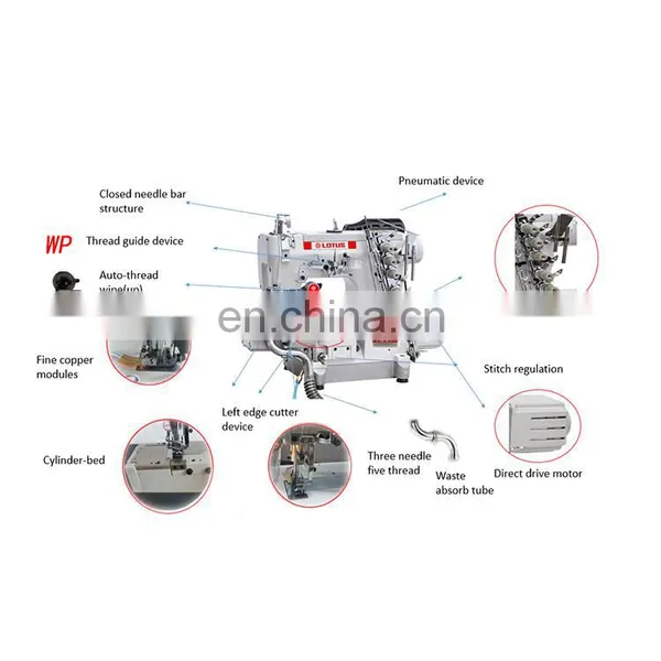 LT 600D-35PUT-WP HIGH-SPEED DIRECT DRIVE LEFT-SIDE CUTTER PNEUMATIC CRLINDER-BED INTERLOCK SEWING MACHINE WITH AUTO-THREAD WIPER photo-2