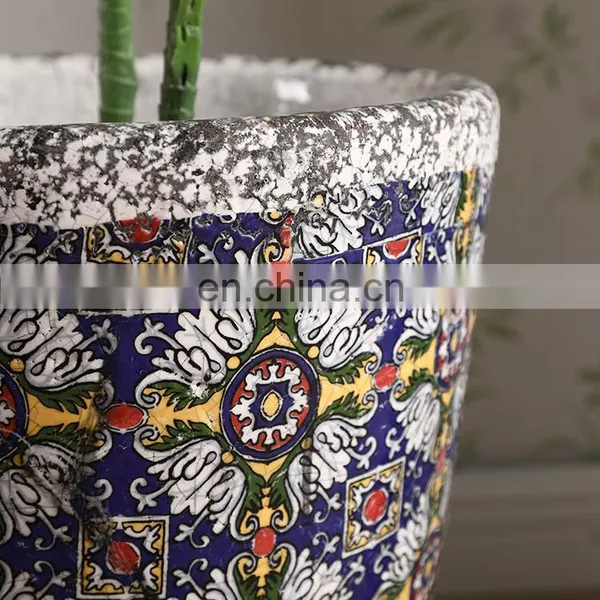 European Fashionable Retro Style Indoor Balcony Small Ceramic Antique Unique Flower Pots Set for Living Room photo-3