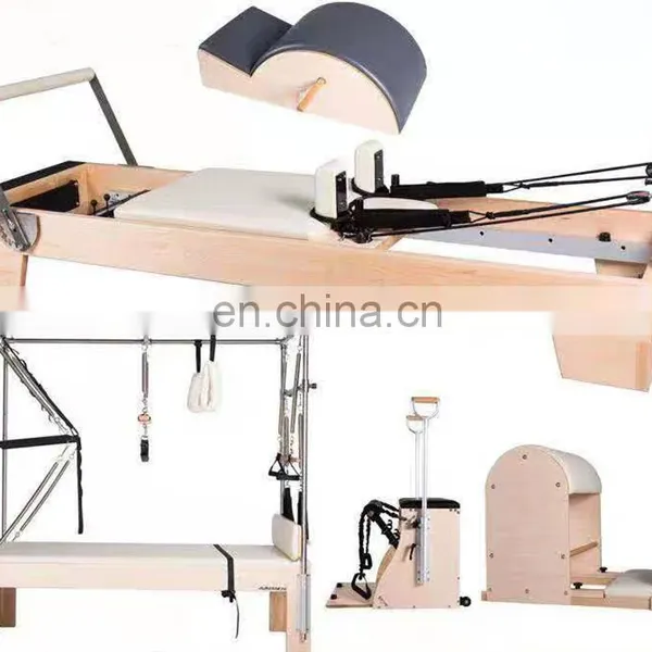 Pilates 5-Piece Set Elian Pilates Reformer Machine White Wood Pilates Bed for Home & Studio Practice 100 Kinds Of Exercising. photo-2