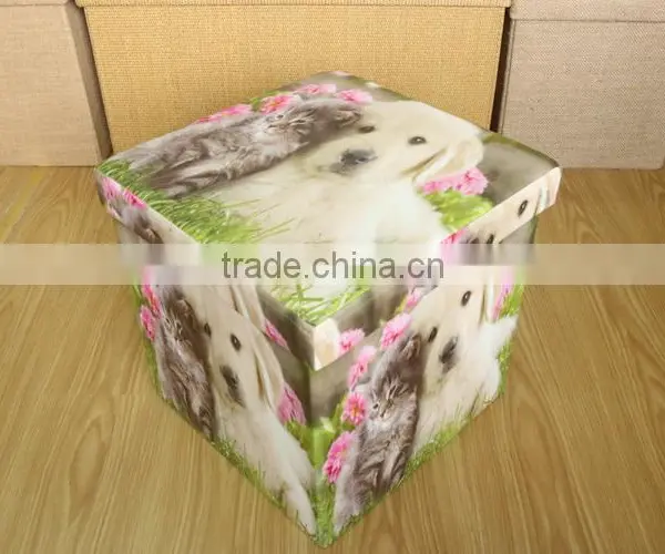 Store Extra Sheets Leather Pouffe photo-2
