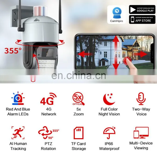 2MP Security IP Network Camera 5X Zoom 1080P HD 3G 4G SIM CARD PTZ Outdoor Home Surveillance Cam CCTV Full Color Night Vision photo-3