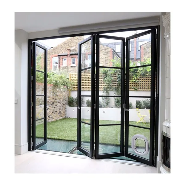 Double Glazing Lowes Bi Fold Door / Accordion Aluminum Glass Patio Exterior Bifold Door photo-5