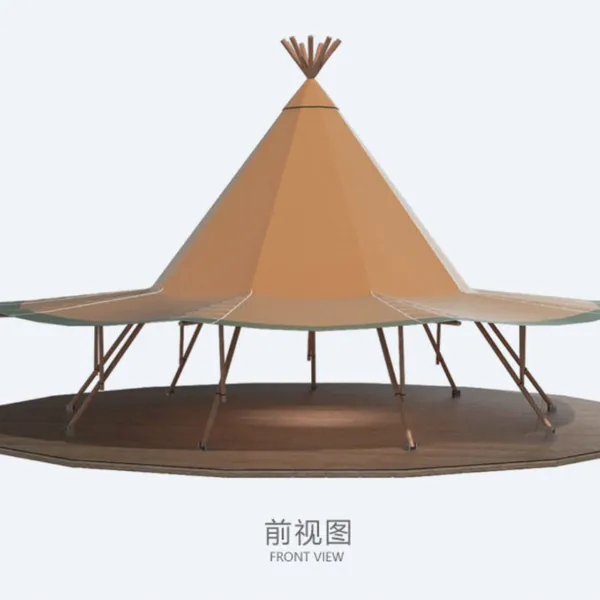 Luxury Outdoor Camping Tipi Tent With Natural Straw Roof and Galvanized Base photo-3
