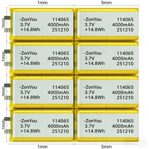 ZonYou 114065 Semi-Solid State 4000mAh Lithium Polymer Battery With 1000 Cycles Life for Automatic Wearable Breast Pump Electric photo-3