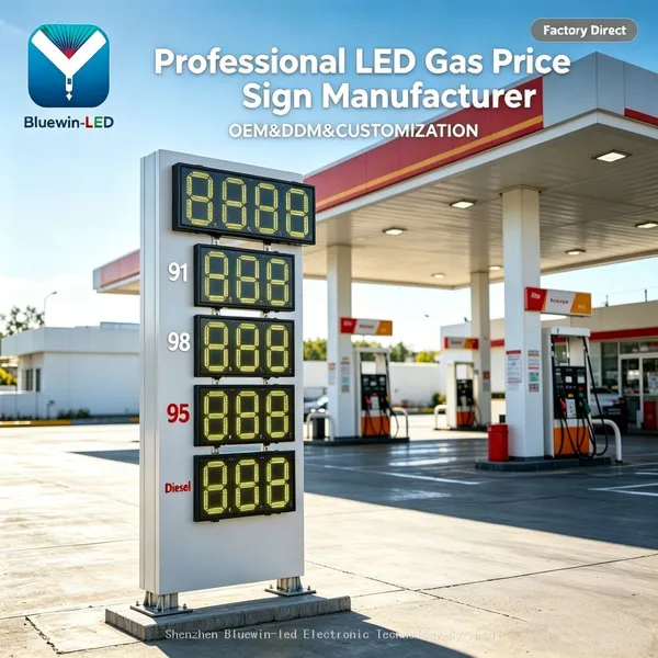 Digital LED Price Display Pylon Sign for Filling Gas Station 7 Segment LED Pricing Board SDK Function Outdoor Use 1 Year Warranty
