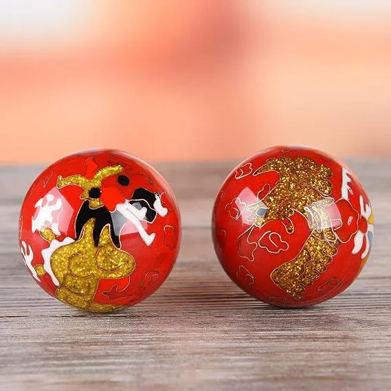 Therapy Balls, Massage Stress Relief Balls, Health Hand Balls, Chinese Health Hand Balls With Chimes, Stress Relief, Gift Baoding Balls