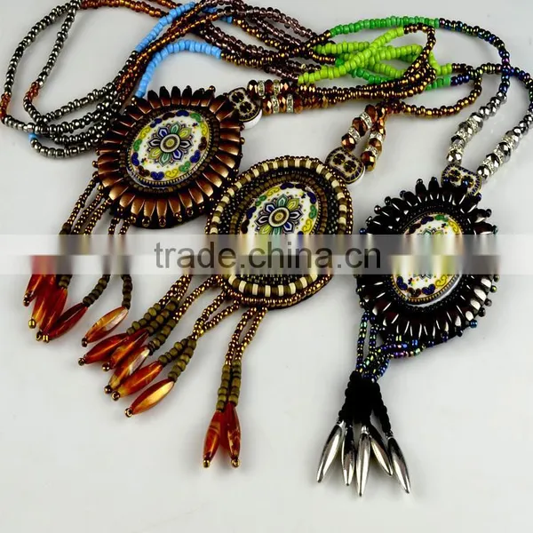 Bohemian Pendant Applique, Bohemian Necklace /collar, Beads Trimming for Wholesale photo-2