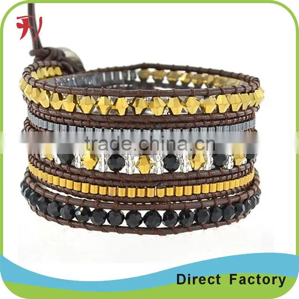 Pretty Summer Dressing Blue Turquoise Stone Bead Mix Skull Charms Wrap Leather Bracelet Quality Choice