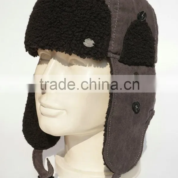 Men's Gray Warm Earflap Winter Hats