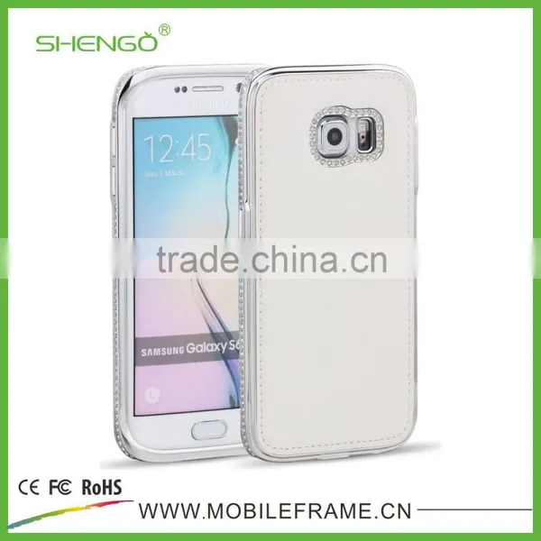 2015 Design Diamond Metal and PU Leather Mobile Phone Cases for Samsung S6 Edge photo-4