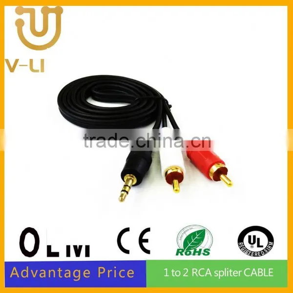 RCA Cable l Shape Rca Audio Video Cable Audio Cable For DVD VCR CD Black photo-2