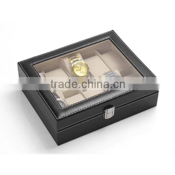 Custom 12 Slot Mens Leather Watch Storage Box photo-3