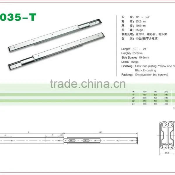 Double Rail Full Extension Ball Bearing Drawer Slide 1035-T photo-2