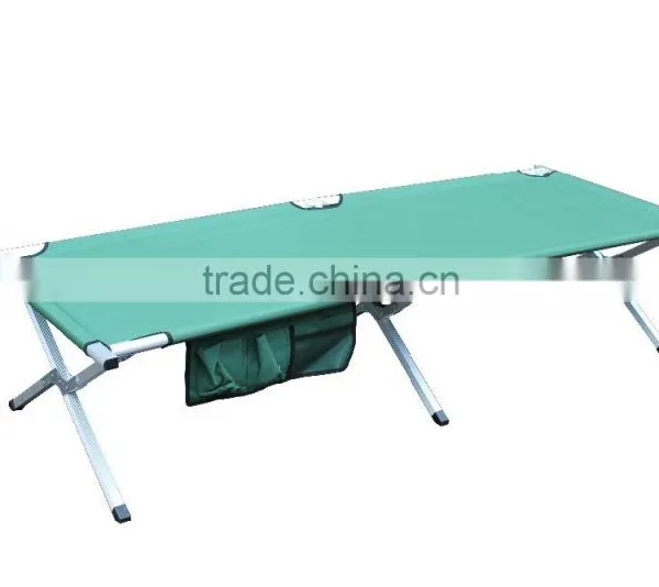 Foldable Aluminum Camping Bed With a Side Pocket