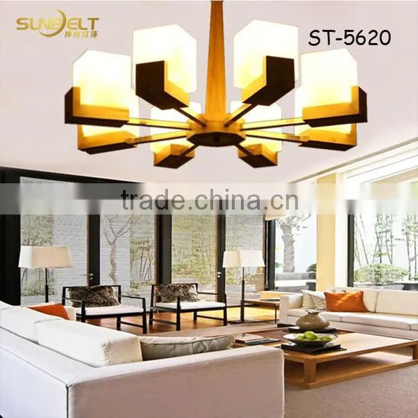 ST-5620-8 Sunbelt 2015 Hot Sale American Caren Dining Room Restaurant Wooden Shade Five Head Pendant Lamp