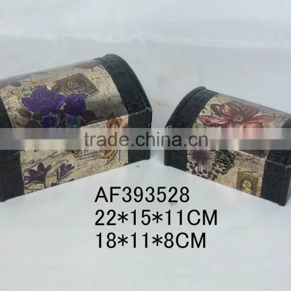 Wood Fabric China Rose Gift Jeweled Box
