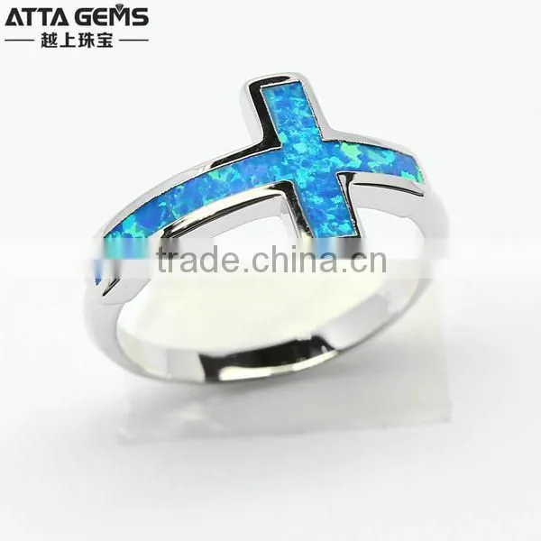 Synthetic Opal Gemstones Ring 925 Silver Ring Fashion photo-2