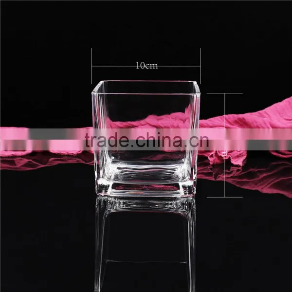 Stock 10*10 Clear Square Glass Candle Jar