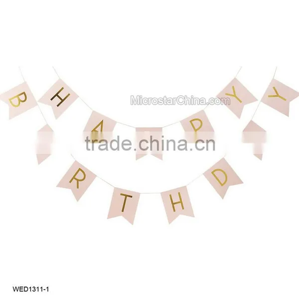 HAPPY Birthday Gold Letter Paper String Flag Birthday Party Decorations Kids Party Decoration photo-3