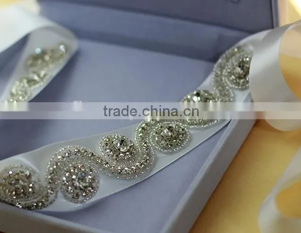 Wholesale Diy Bridal Sash and Belt Rhinestone Trim Applique Patch Silver WA016 photo-2
