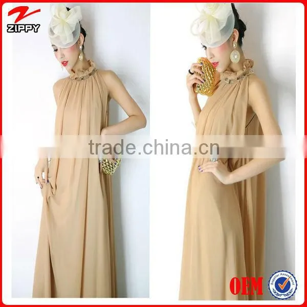 2014 New Arrival Chiffon Dresses Ankle Length Women Chiffon Dress Design With Solid Color Bohemian Dresses