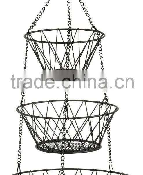 3-Tier Round Iron Hanging Basket photo-3