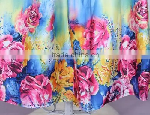New Fashion Korean Casual Lady Women's Floral Large Hem Pleated Skirt photo-3