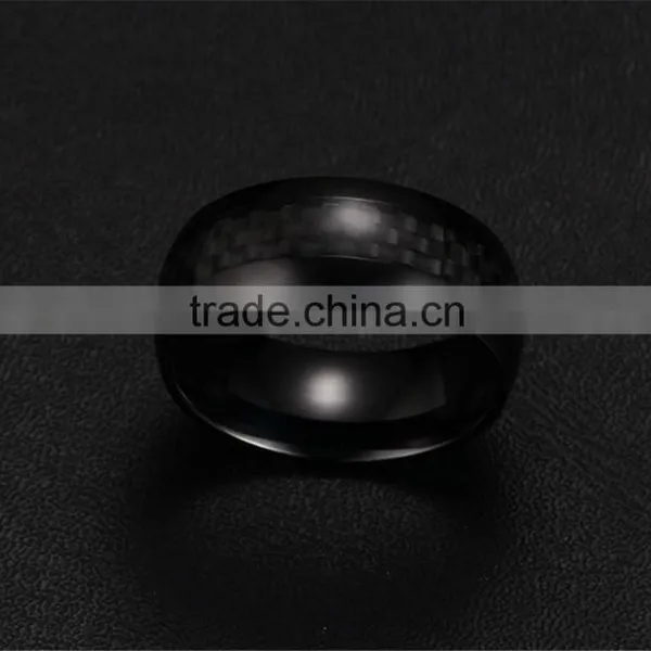 R-127 8mm Genuine Titanium Men's Ring Carbon Fiber Rings/ Carbon Fiber Steel Ring photo-4
