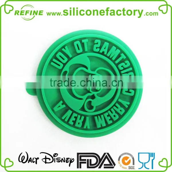 Food Grade Custom SANTA Design Silicone Cookie Stamp With Wooden Handle photo-2