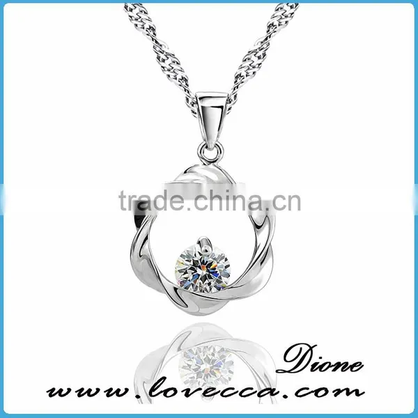 Wholesale 2016 Hot Round Pendant With Purple Zircon Stone Sterling 925 Silver Necklace photo-2
