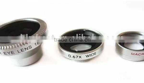 Magnetic 3 in 1 Mobile Phone Lens 0.67xWide Angle Macro 180 Fish Eye Lens Camera Kit Set for Apple IPhone 4 5 photo-2