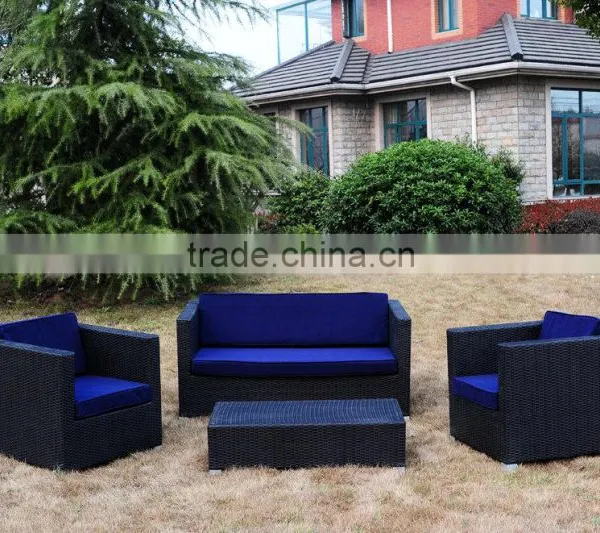 4PCS BLACK Rattan Wicker Garden Outdoor Indoor Sofa Set Furniture