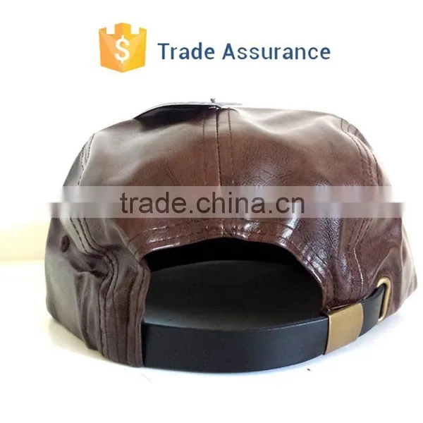 Fashion Blank Leather Hat Custom Snake Skin 5 Panel Hat Cap photo-3