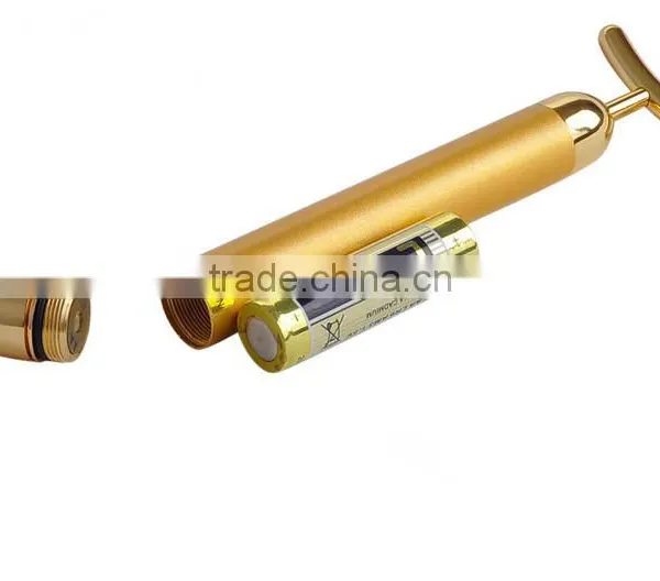 Beauty Bar 24K Golden Pulse Skin Care Gold Facial Roller Vibration Face Massager photo-3