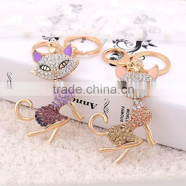 Majestic Fox Sparkling Keychain Blingbling Crystal Handbag or Feather Fans Key Chain Fox Key Ring Holder Purse Bag photo-2