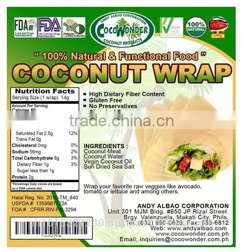 High Quality COCONUT WRAP - Gluten Free, 100% Natural & Vegan photo-2