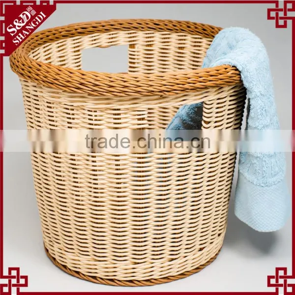 S&D China Large Size New Round Rattan Woven Colored Plastic Storage Baskets, Plastic Laundry Basket photo-2
