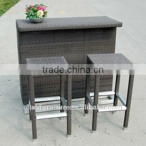 Patio Bar Furniture Outdoor Wicker Bistro Bar Stools photo-3