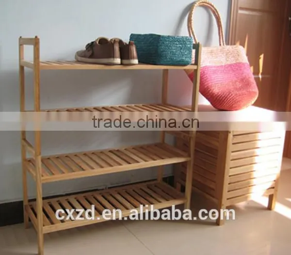 Creative Wooden Four-tier Walnut Shoe Rack photo-2