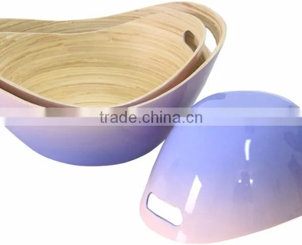 Eco Friendly Lacquer Spun Bamboo Salad Bowl photo-2