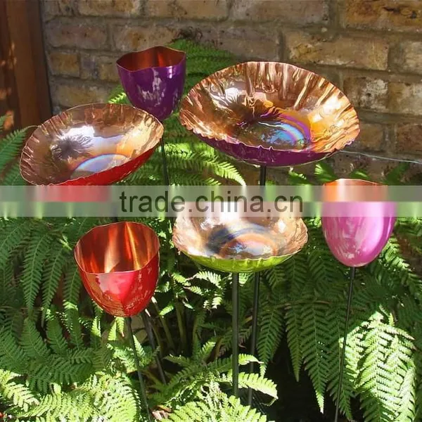 Modern Metal Copper Chalice Garden Bird Bath Sculpture photo-5
