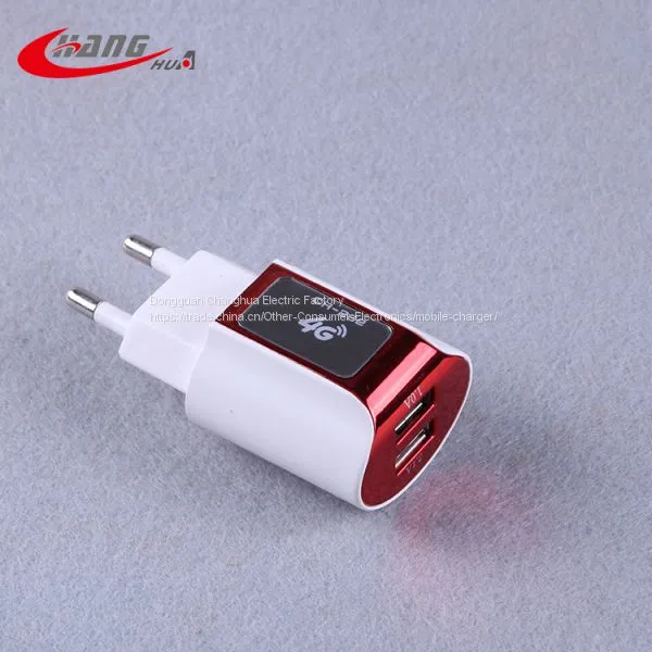 2017 Best Phone Charger 5V 2.1A Dual USB Travel Charger With Light photo-3