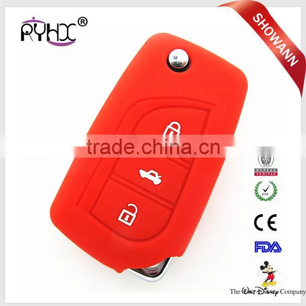 3 Buttons Folding Car Key Case Silicone Flip Car Key Cover for Toyota Corolla Crown RAV4 photo-3
