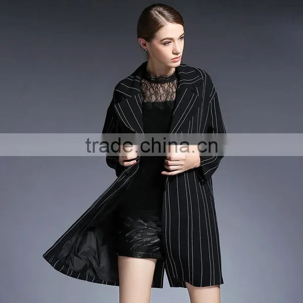 XL-5XL Women Trench Coat Winter New Design Elegant Ladies Double Breasted Striped Trendy Outerwear Classic Swing Coats Plus Size photo-5