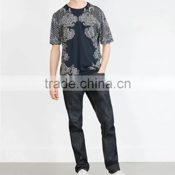Digital Printing Men's Elegant t Shirt Wholesale British Style t Shirts Classic Pattern Printed photo-4