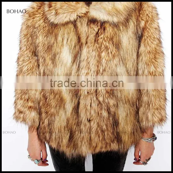 Hot Sale Outdoor Women Winter Fake Fur Jacket With Fuax Fur Big Collar photo-3