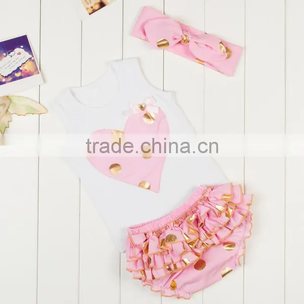 Baby Girls Gold Polka Dots Outfits Wholesale Children's Boutique Clothing photo-2